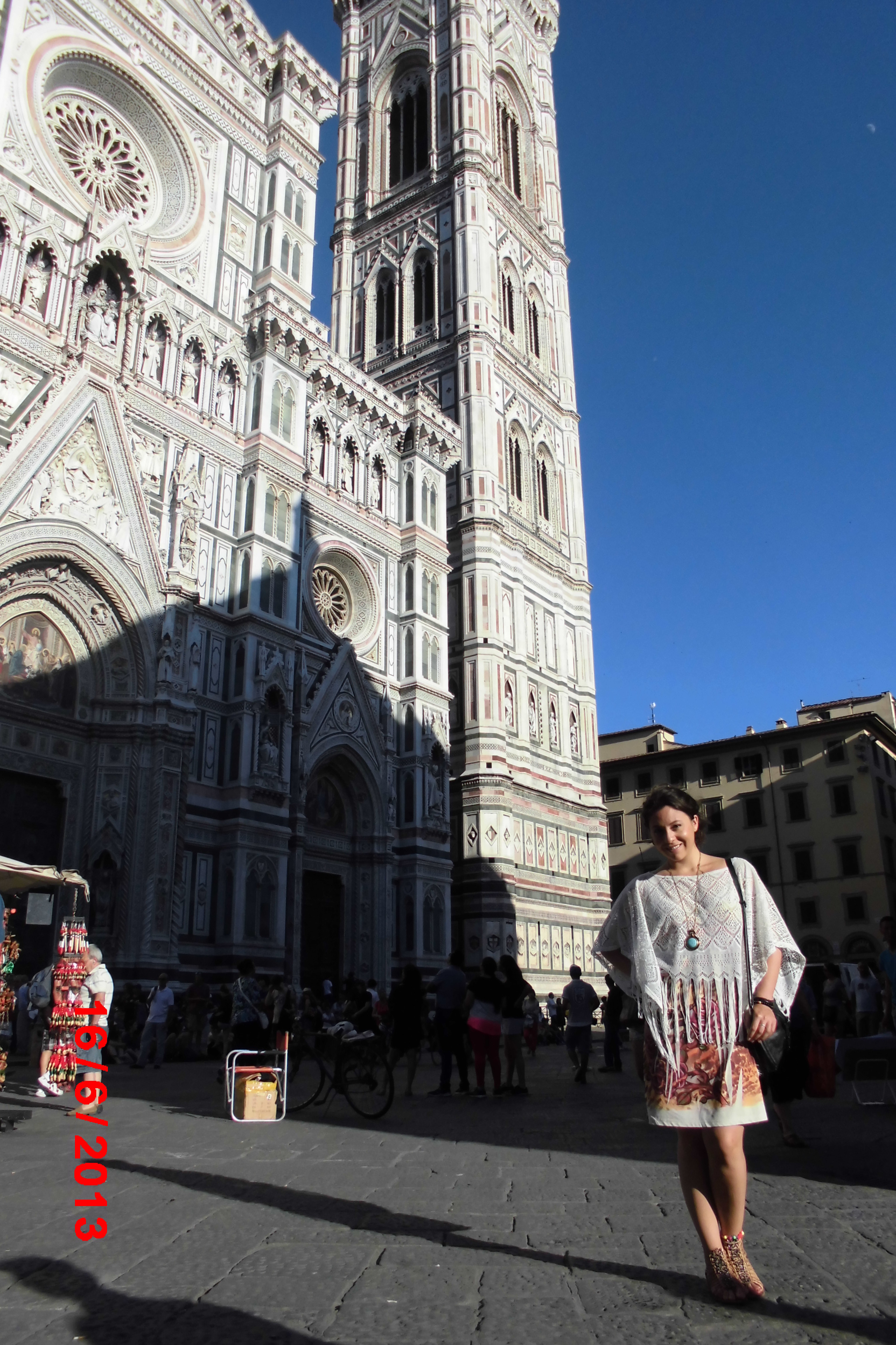 Olivia Vargus in front of large cathederal